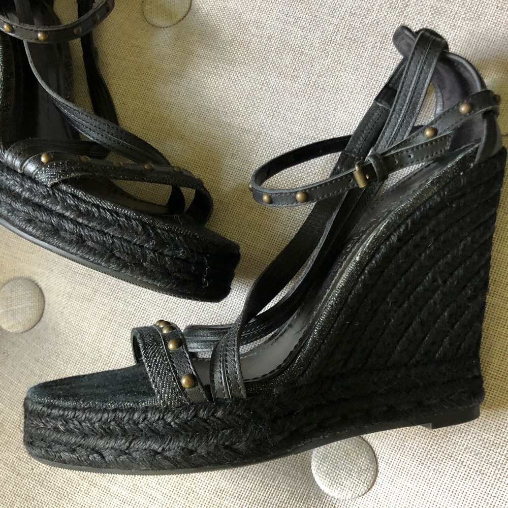Burberry Denim Leather Studded Espadrille Size 39
